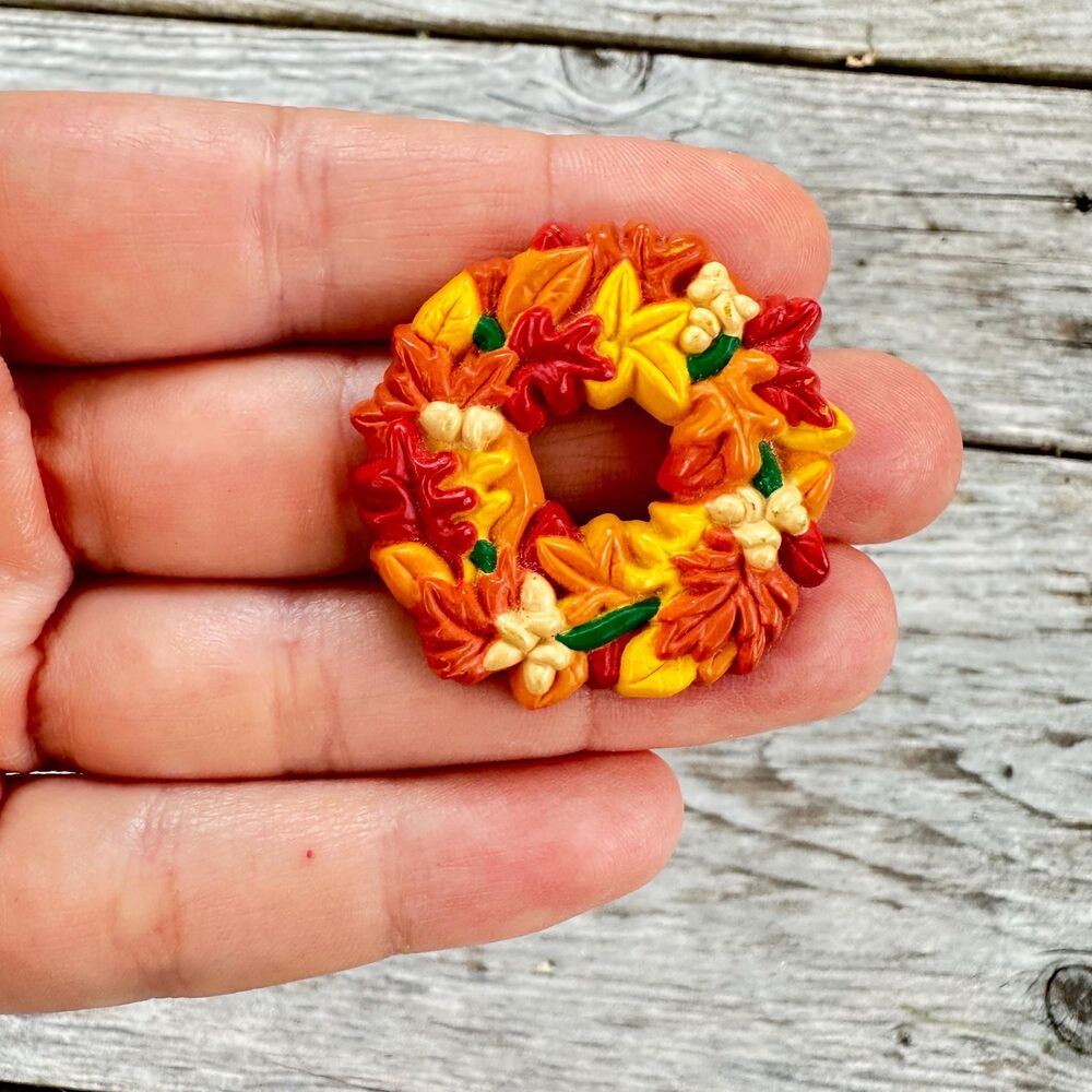 Vintage Jewelry Fall Wreath Brooch Hallmark Wreath harvest Jewelry Thanksgiving
